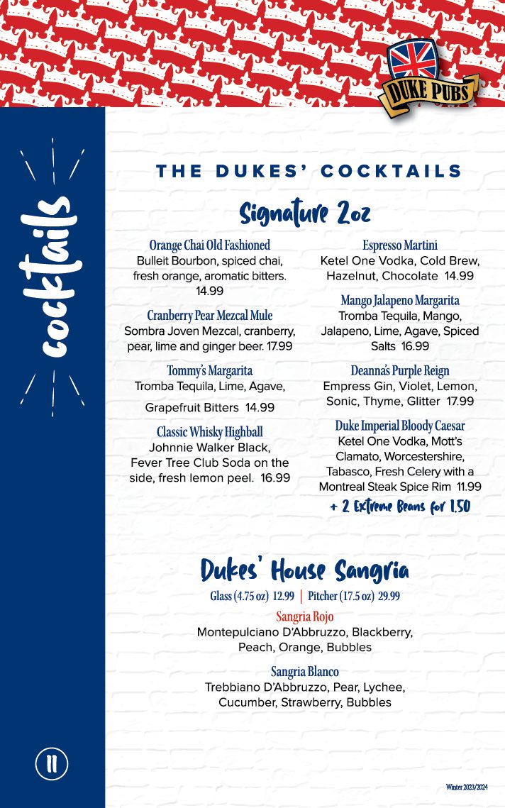 Duke Pubs Complete Menu 7