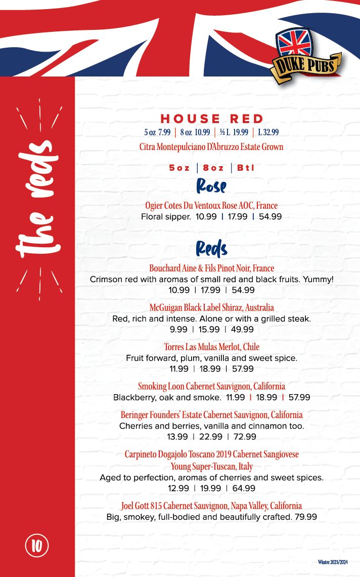 Duke Pubs Complete Menu 6